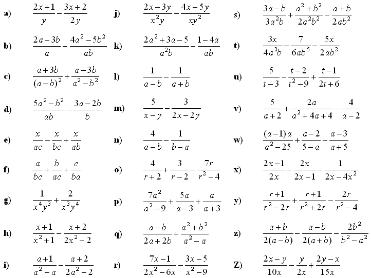 Algebraic fractions - Exercise 2